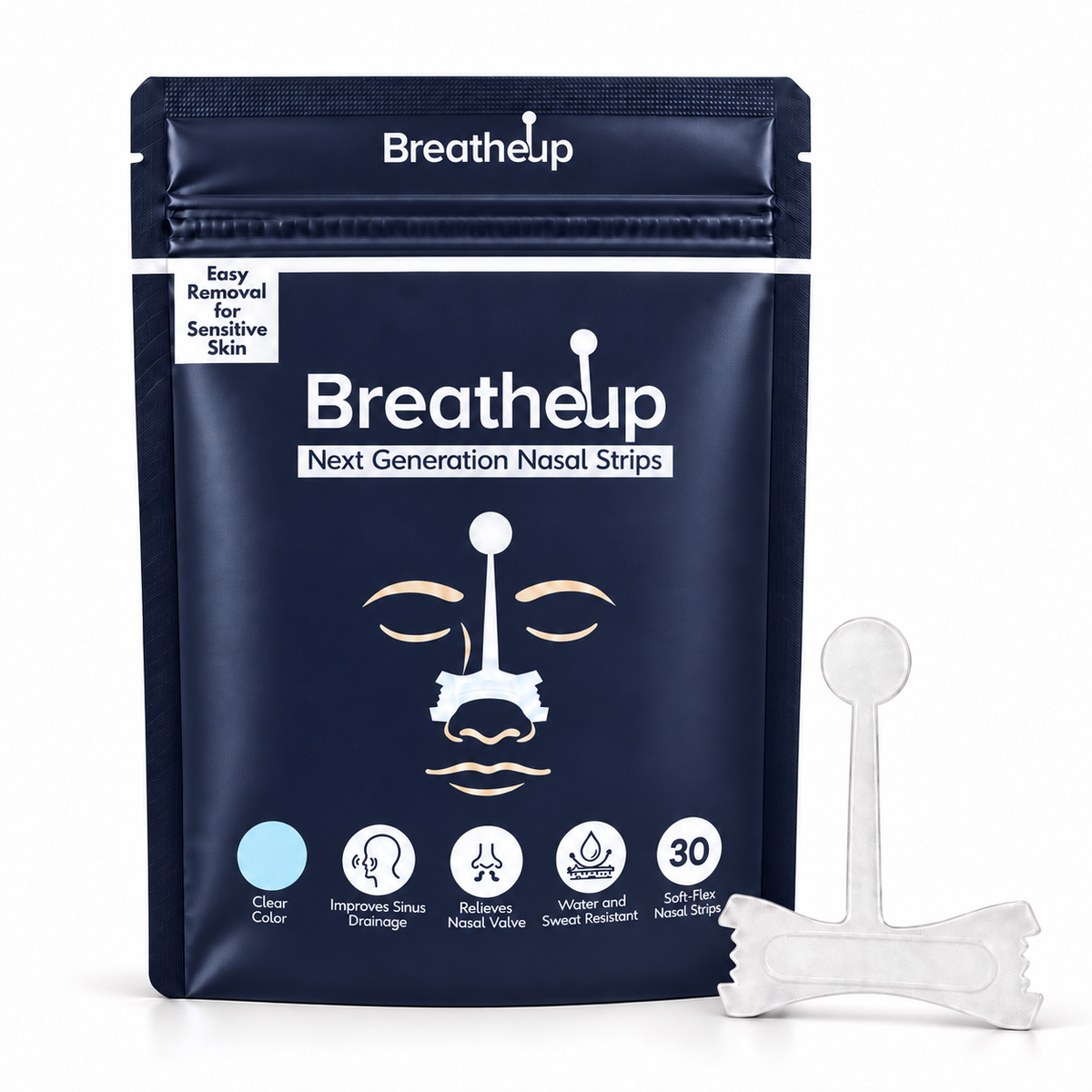 BreatheUp Next Generation Nasal Strips - Clear